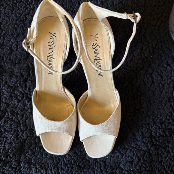 Yves Saint Laurent Cream Stiletto Heels with Ankle Strap - Picture 9 of 12